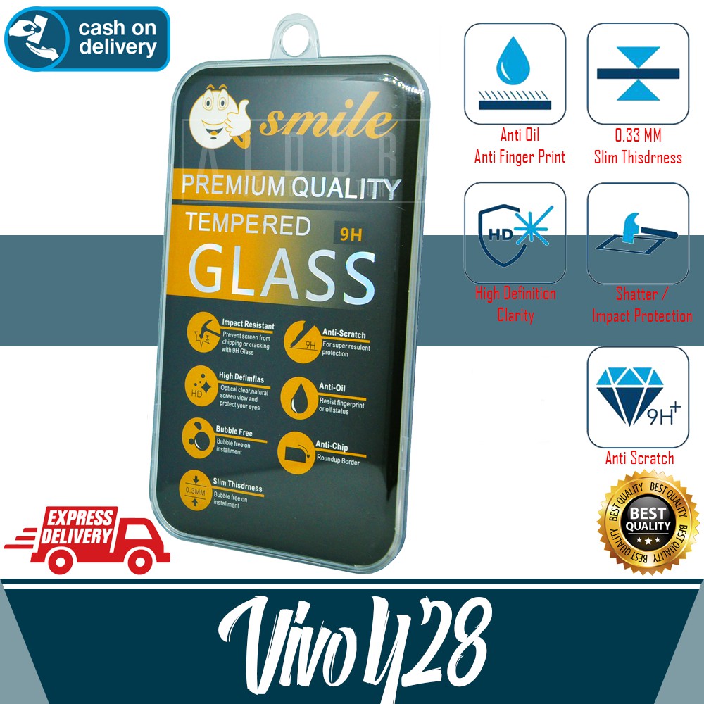 Vivo Y28 Clear Tempered Glass Anti-Scratch Premium Quality Smile Glass