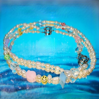 Justin Bieber สร้อยคอมุกแท้ มุกน้ำจืดแท้  Pearl necklace 2 in 1