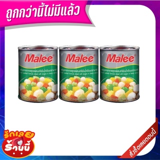 มาลี ฟรุตคอกเทลสูตรผสมลำไยในน้ำเชื่อม 20 ออนซ์ x 3 กระป๋อง Malee Fruit Cocktail + Longan in Syrup 20 oz. x 3 Cans