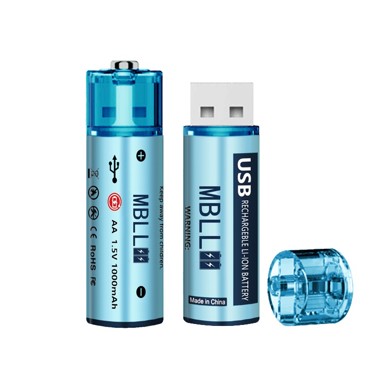 MBLLถ่านชาร์จ USB🇹🇭 1.5V AA1000mAh/AAA400mAh/9V650mAh รุ่นชาร์จผ่านUSB li-ion battery ถ่านกล้อง ถ่านกล้องถ่ายรูป