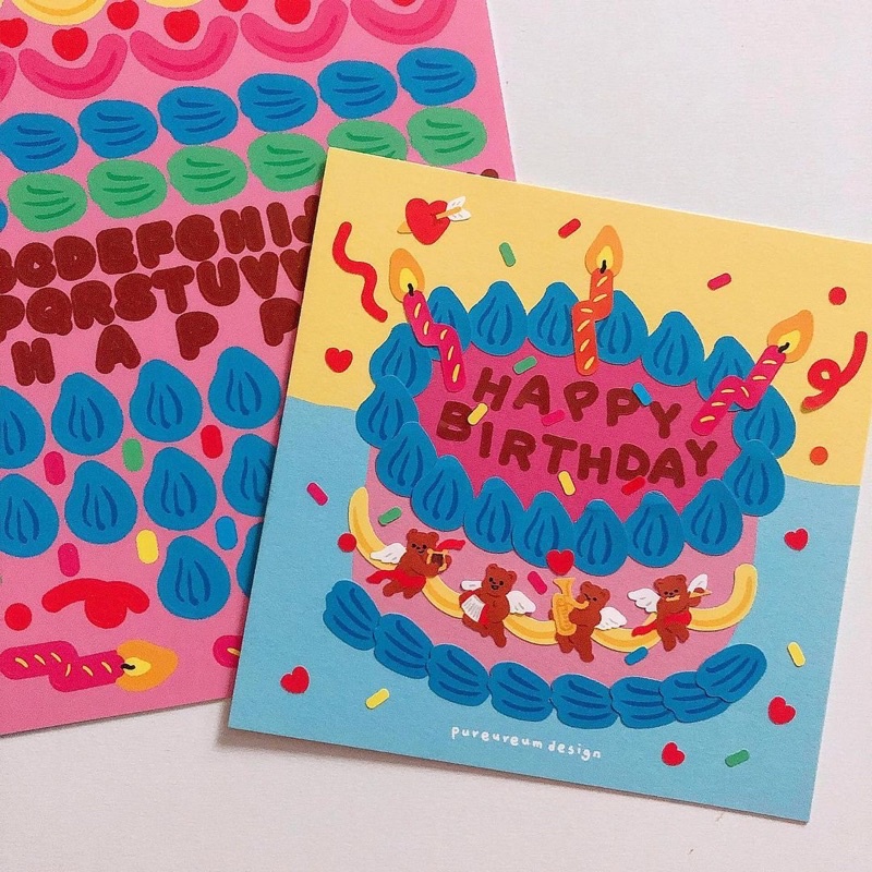 การ์ดอวยพรวันเกิดรูปเค้ก diy happy birthday cards (พร้อมส่งจากไทย)
