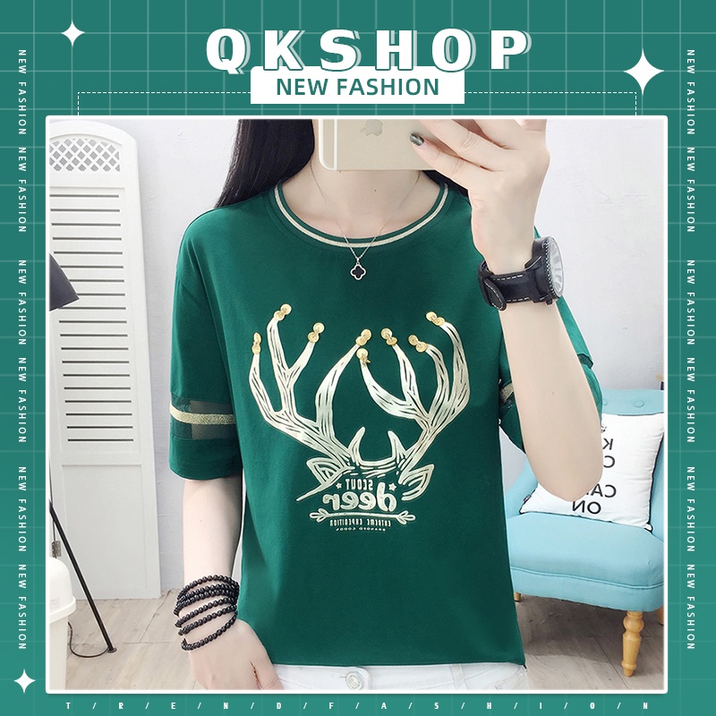 QKshop น่ารักกว่านี้ไม่มีอีกแล้ว🦄 เสื้อยืดพิมพ์ลายเรียบหรูดูแพง 💕สาวหวานลุคคุณหนูต้องมีติดตู้ ✨แมทซ์ง่ายรอดทุกสไตล์💯