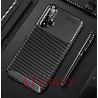 เคส Huawei Nova 5T เคสซิลิโคน Carbon Fiber TPU Soft Back Cover Huawei Nova 5T Nova5T Shockproof เคสโทรศัพท