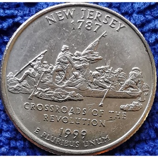 เหรียญ​สหรัฐอเมริกา​ USA, 1​ Quarter, (New Jersey), #2068E, ชุด​ State  Quarter,​ใช้แล้ว