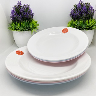 [12ใบ] จานเมลามีน ทรงลึก 8 - 9นิ้ว  จานข้าว จานอาหาร ตราม้าทอง Golden Horse ; รวม 12ใบ  Melamine Dinner Plate