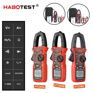 คลิปแอมป์ แคล้มป์มิเตอร์ดิจิตอล HABOTEST HT206D HT206A Digital Clamp Meter มิเตอร์วัดไฟ มัลติมิเตอร์ดิจิตอล