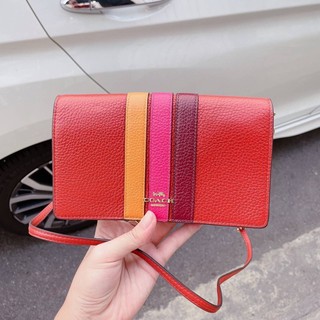 ANNA FOLDOVER CROSSBODY CLUTCH WITH VARSITY STRIPE (COACH 2632)