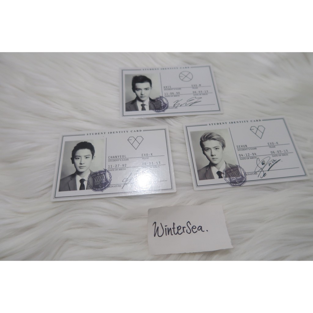 Exo OFFICIAL PHOTOCARD - CHANYEOL/SEHUN/KRIS/GROWL ID CARD GROWL