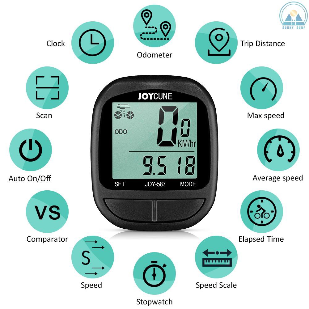 Sunny เครื่องวัดความเร็วจักรยาน แบบมีสาย กันน้ํา และเครื่องวัดระยะทาง นาฬิกาจับเวลา จักรยาน คอมพิวเตอร์ พร้อมจอแสดงผล LED สําหรับขี่จักรยานกลางแจ้ง - รูปที่ 2