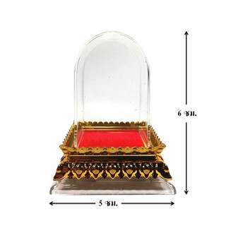 ครอบแก้วอคิลิค ฐานบัวทอง ขนาด 5x6 ซม.
