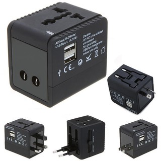 ปลั๊กไฟ Dual USB Universal Adapter All in One ใช้ได้ทั่วโลก (สีขาว)