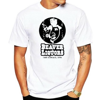 มาใหม่ เสื้อยืดลําลอง ผ้าฝ้าย แขนสั้น ทรงสลิมฟิต ลาย Beaver Liquors สําหรับผู้ชาย