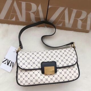 ZARA GEOMETRIC PRINT SHOULDER BAGเเท้💯outlet