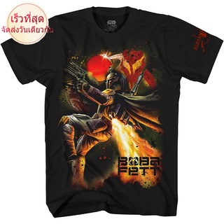 tshirtเสื้อยืดคอกลมฤดูร้อน100%cotton เสื้อ ยืด ราคา ส่ง STAR WARS Boba Fett Mandalorian Galaxy Bounty Hunter Adult T-Shi