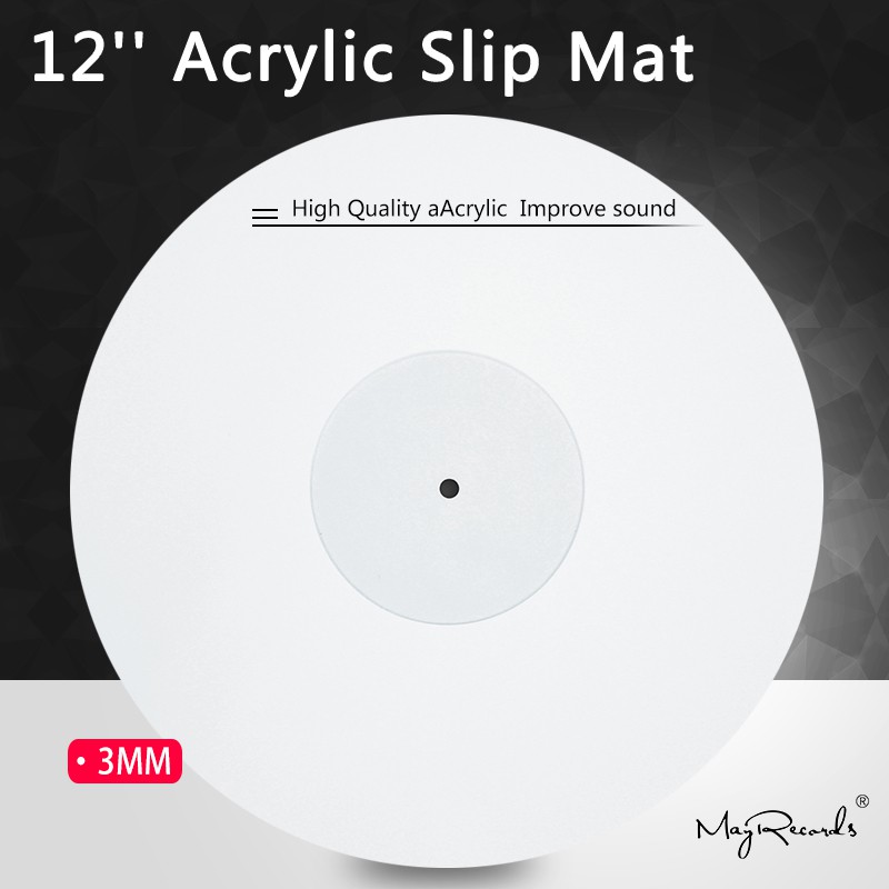 12 อะคริลิค Slip Mat สําหรับ Phonograph Turntable ไวนิล 3MM Anti-static LP Mat ปรับปรุงคุณภาพเสียง