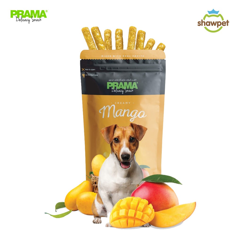 PRAMA Delicacy Snack พราม่า เดลิคาซี่ สแน็ค รสมะม่วง ขนมสุนัข ขนาด 70 กรัม