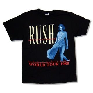 [S-5XL]เสื้อยืด พิมพ์ลาย Rush World Tour 1980 สีดํา สไตล์คลาสสิก สําหรับผู้ชาย 497507