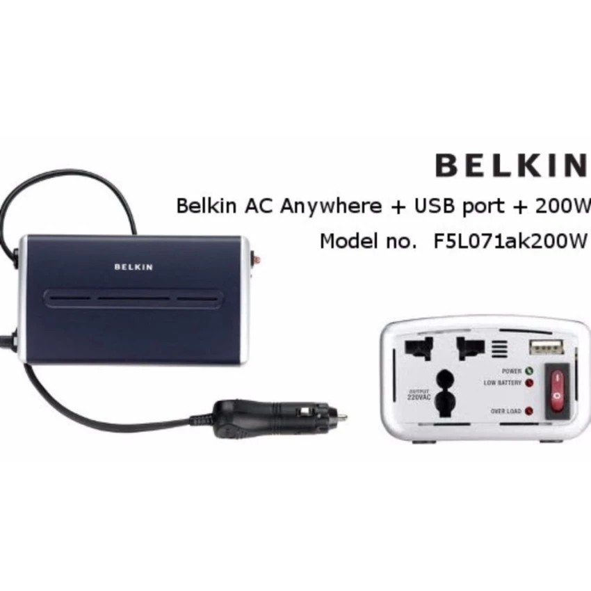 Belkin ที่ชาร์จ หัวชาร์จในรถยนต์ 2 พอร์ต 21A AC Anywhere with USB Charging รุ่น F5L071ak200W  #1443