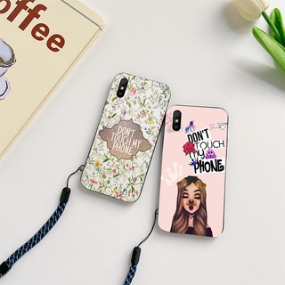 เคสโทรศัพท์มือถือ ลายการ์ตูน Dont Touch My Phone พร้อมสายคล้อง สําหรับ Xiaomi Redmi 10 9T 9C 9 9A xiomi redme