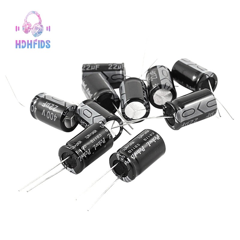 10 ชิ้น 22uF 400V 105C ตัวเก็บประจุไฟฟ้าสีดํา 13 มม. x 21 มม.