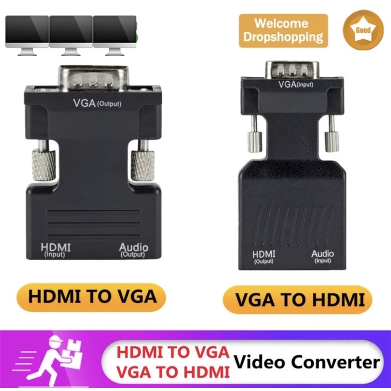 HDMI TO VGA หรือ VGA To HDMI Converter Adapter 1080P สำหรับอะแดปเตอร์ VGA สำหรับ PC แล็ปท็อป HDTV HD