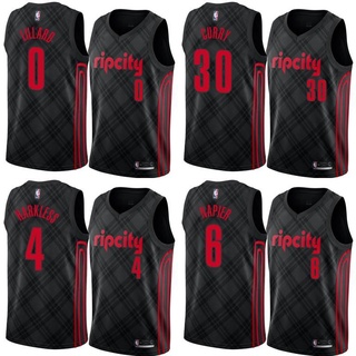 เสื้อกีฬาบาสเก็ตบอล NBA Jersey Portland Trail Blazers lillard Harkless Curry Napier สไตล์คลาสสิก