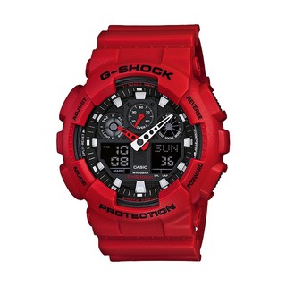 Casio G-shock นาฬิกาข้อมือผู้ชาย สายเรซิน สีแดง รุ่น GA-100B-4ADR,GA-100B-4A,GA-100B