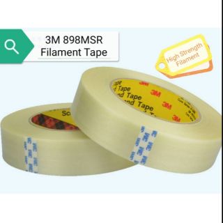 3M 898 MSR Filament เทปใยสัปปะรด เทปใยแก้ว Filament Tape เหมาะสำหรับ ปิดกล่องที่มีน้ำหนักมากกว่า 20 Kg. มีความแข็งแรงสูง