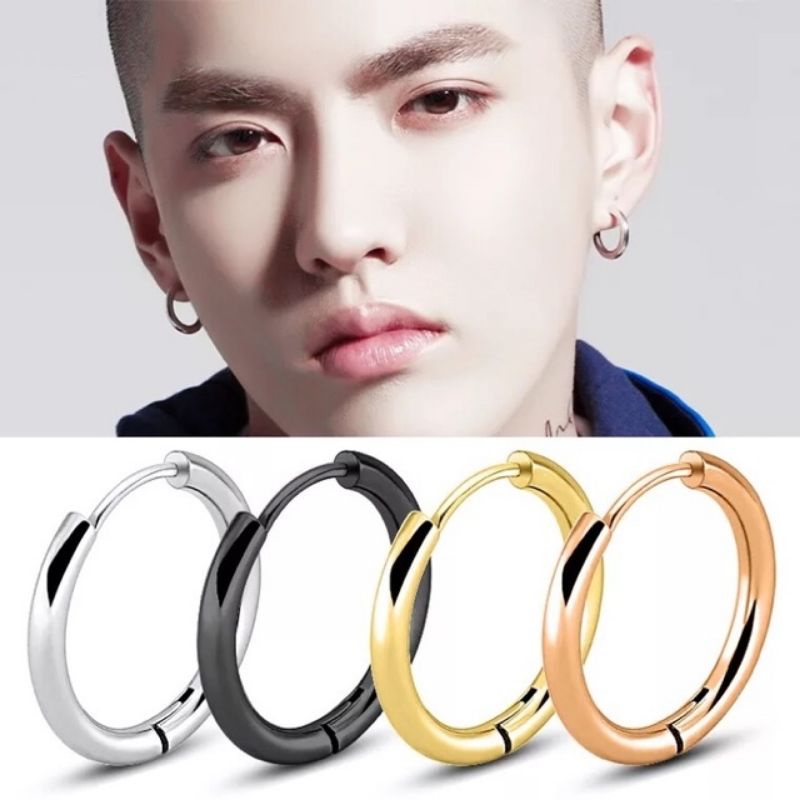 ใหม่ ต่างหูห่วงวงกลม สเตนเลส สไตล์พังก์ 316L/ 316L/ ``