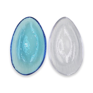 ชามแก้วรูปไข่ ขนาด 6" สีฟ้า/ สีใส handmade egg shape glass bowl aqua blue