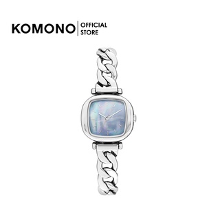 KOMONO Watch Moneypenny Revolt Silver Blue นาฬิกาผู้หญิง หน้าปัดมุกสีพาสเทล หน้าเหลี่ยมเล็ก สายโลหะ