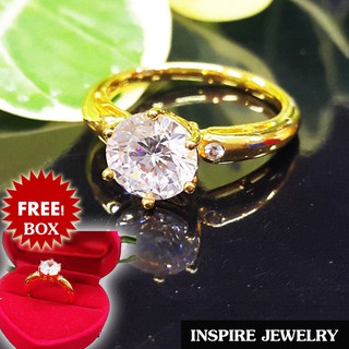 INSPIRE JEWELRY แหวนเพชรเม็ดเดียวชู size 8min เพชรCZ เพชรสวยเกรด AAA++ เม็ดใหญ่มีสองเม็ดเล็ก งานจิวเวลลี่ ดีไซด์ทันสมัย