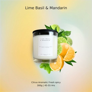 เทียน น้ำหอม Jo.L กลิ่น LIME BASIL &amp; MANDARIN [300g] double wick candle (แบบไม่มีฝาปิด) (no lid) 45-55 hrs