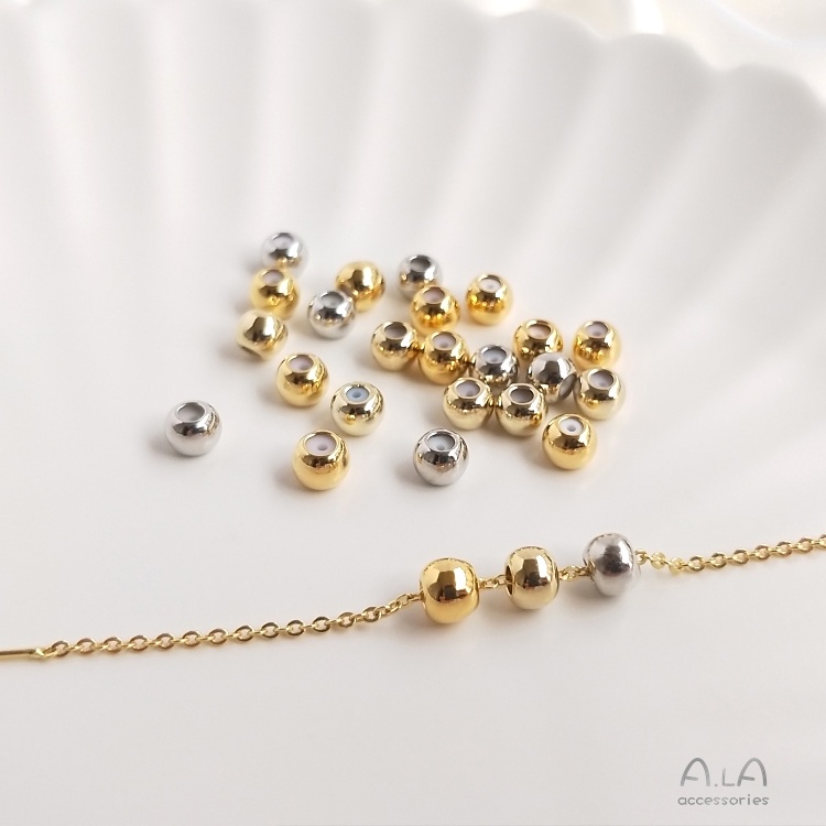 เครื่องประดับ DIY ลูกปัดริบบิ้นซิลิโคนสีทอง 18K สําหรับทําเครื่องประดับ [ลูกปัดแยก/แยกชิ้น]【ลูกปัด/เม็ดกลม】