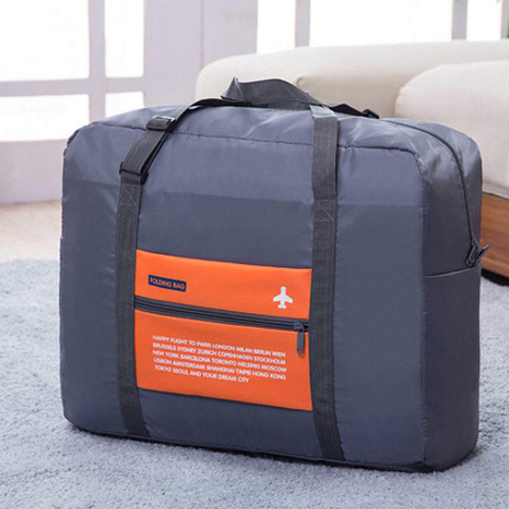 FOLDING BAG HAPPY FLIGHT Segate สีเทาส้มกระเป๋าเสริมการเดินทาง อเนกประสงค์ ใบใหญ่