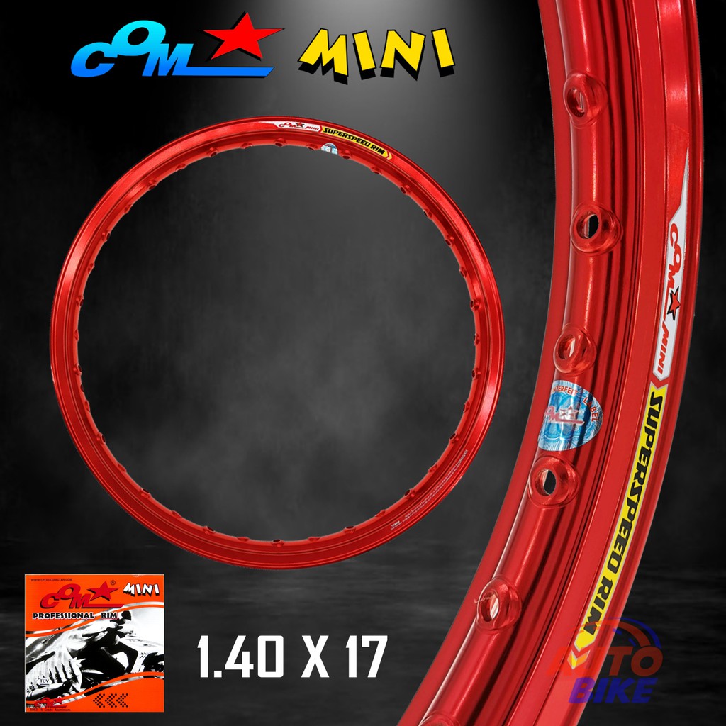 ล้อ COM MINI 1.40 X 17 ขอบจิก ขอบยก จำนวน 1 วง ล้อคอม มินิ ล้อขอบ17 ล้อมอไซ วงล้อ ล้อมอไซค์ ล้อมอเตอร์ไซค์ ล้ออลูมิเนียม