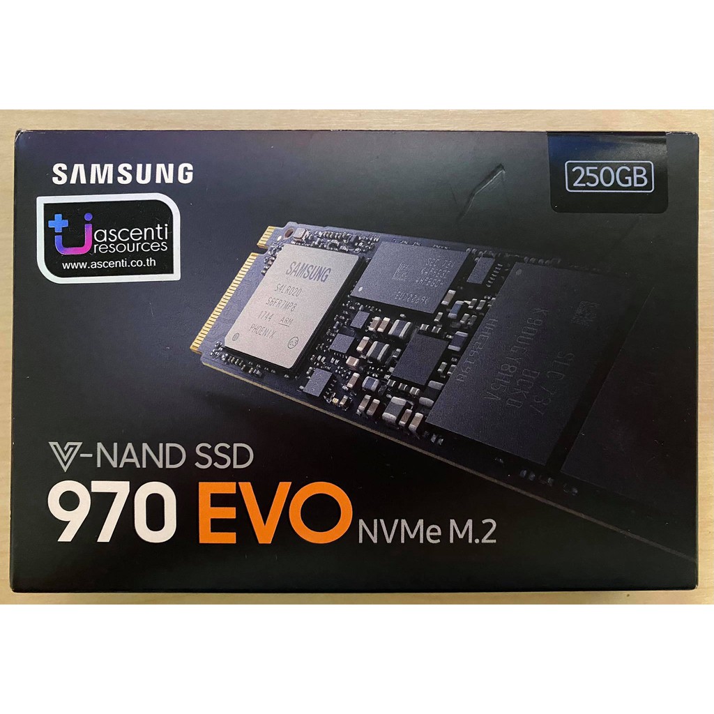 SSD M.2 PCIe 250 GB Samsung 970EVO สภาพดี ไม่มีตำหนิ มีกล่อง ประกันถึง9/2023
