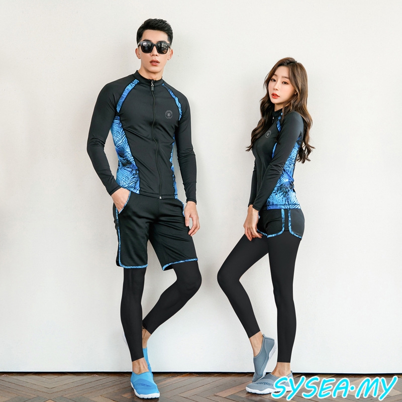 NEWprettyCouple Swimwear Women Men Korean Long Sleeve Long Pants