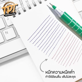 [12ด้าม] ปากกาลูกลื่น 0.5 มม Quantum ควอนตั้ม รุ่น Skate 111 (สเก็ต 111) . สีนำ้เงิน+แดง