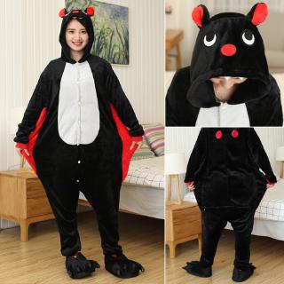 ชุดนอนแขนยาวผ้าสักหลาดพิมพ์ลายการ์ตูนค้างคาว Kigurumi สําหรับผู้หญิง