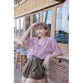 Linin oversize crop ครอปเชิ๊ตกระดุมหน้า ผ้าลินิน🤩