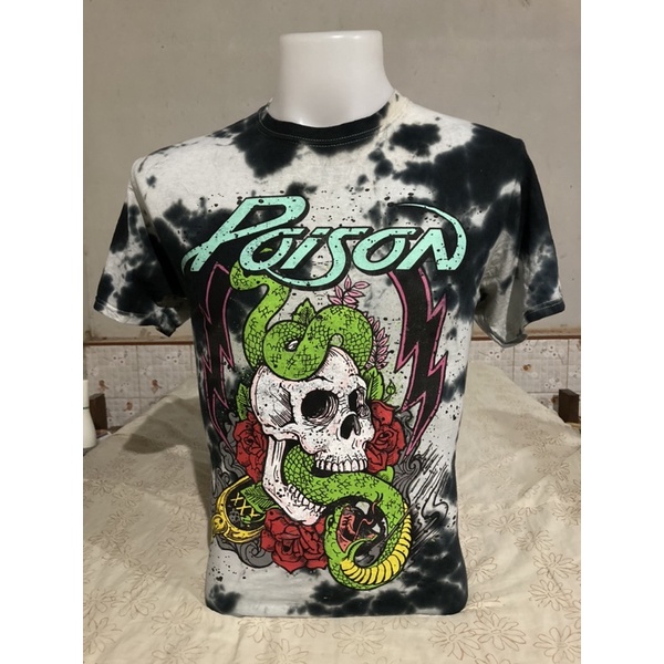 เสื้อวินเทจ เสื้อวง Poison OVP ผ้า cotton 100% size S อก19 ยาว 29