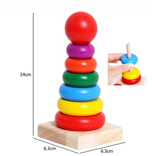 ของเล่นไม้สำหรับเด็ก จิ๊กซอว์ไม้ตัวอักษร Kids Stacker Toy Classic Wooden Rainbow Stacker Rings Stacking Educational Kids