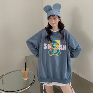 Women Korean Cartoon Bear Printed Ulzzang Sweater