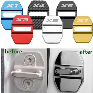 4 ชิ้น ฮอนด้า อุปกรณ์ล็อคประตูรถยนต์สแตนเลส  / 4pcs Car Door Lock Protective Cover Stiker Case For BMW X1 X2 X3 X4 X5 G05 G02 G01 F39 F15 E70 F25 F39