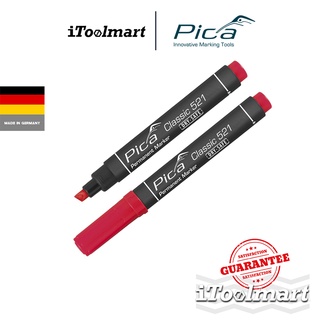 PICA Classic 521 Permanent Marker ปากกาเมจิกเขียนงาน หัวตัด สีแดง,น้ำเงิน,ดำ
