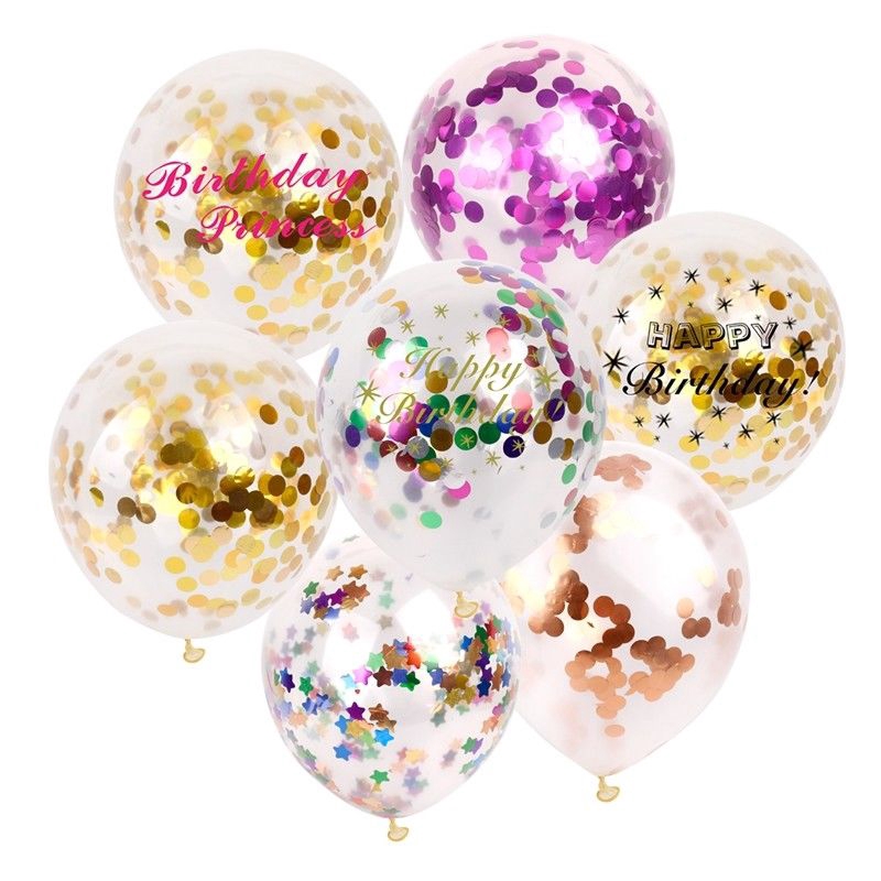 5x 12 Confetti Balloons Clear Latex Balloon for Wedding Party ...