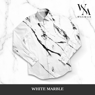 เสื้อเชิ้ตแขนยาวลายหินอ่อน(สีขาว):White Marble Shirt (Long-sleeved)