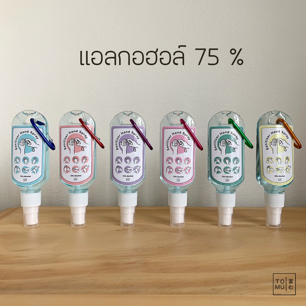 [พร้อมส่ง] Tomuhouse สเปรย์แอลกอฮอล์พกพา มีห่วงห้อยกระเป๋า 65 ml. พกพาสะดวก สะอาด ปลอดภัย แอลกอฮอล์ 75 %