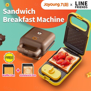 【Line Friends】2 in 1 Sandwich Breakfast Machine Joyoung Co-brand Light Food Machine Waffle Machine Home Multi-function Toast Press Machine